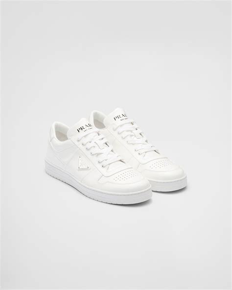 prada white runners|White Downtown Leather Sneakers .